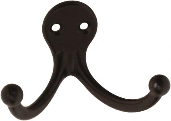 National Mfg. - 2" Wide x 1" High x 0.11" Thick, Double Prong Robe Hook - 1-3/4" Projection, Oil Rubbed Bronze - Caliber Tooling