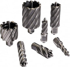 Annular Cutter: 2-1/4″ Dia, 3″ Depth of Cut, Carbide Tipped 3/4″ Shank Dia, Weldon Shank, 2 Flats, Bright/Uncoated