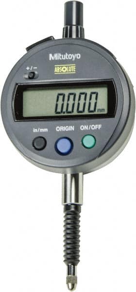 Mitutoyo - 0 to 12.7mm Range, 0.001mm Graduation, Electronic Drop Indicator - Lug Back, Accurate to 0.003mm, Metric System, LCD Display - Caliber Tooling