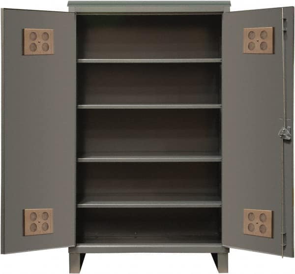 Durham - 4 Shelf Locking Storage Cabinet - Steel, 48" Wide x 24" Deep x 78" High, Gray - Caliber Tooling