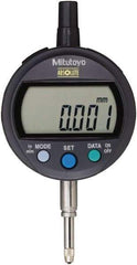 Mitutoyo - 0 to 12.7mm Range, 0.001mm Graduation, Electronic Drop Indicator - Flat Back, Accurate to 0.003mm, Metric System, LCD Display - Caliber Tooling