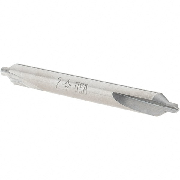 Cleveland - #2 Plain Cut 60° Incl Angle Solid Carbide Combo Drill & Countersink - Caliber Tooling