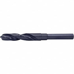 Reduced Shank Drill Bit: 45/64'' Dia, 1/2'' Shank Dia, 118  ™, High Speed Steel 6'' OAL, Coated Finish, Weldon Shank, RH Cut, Series 1681