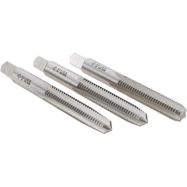 Cle-Line - M8x1.25 Metric, 4 Flute, Bottoming, Plug & Taper, Bright Finish, High Speed Steel Tap Set - Right Hand Cut, 2-23/32" OAL, 1-1/8" Thread Length, Series 0404 - Caliber Tooling