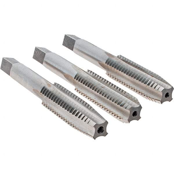 Cle-Line - 1/2-13 UNC, 4 Flute, Bottoming, Plug & Taper, Bright Finish, High Speed Steel Tap Set - Right Hand Cut, 3-3/8" OAL, 1-21/32" Thread Length, Series 0404 - Caliber Tooling