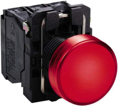 Schneider Electric - 24 VAC/VDC at 50/60 Hz Red Lens LED Pilot Light - Round Lens, Screw Clamp Connector, 30mm Wide, Vibration Resistant, Water Resistant - Caliber Tooling