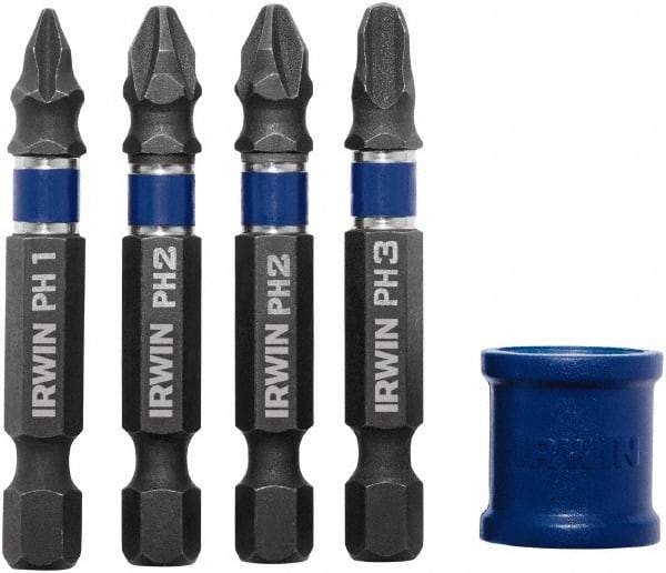 Irwin - 5 Piece, Phillips Handle, Power Bit Set - No. 1 to No. 3 Phillips - Caliber Tooling