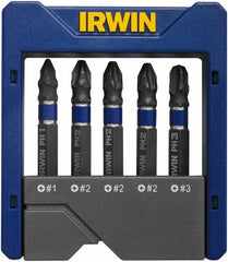 Irwin - 5 Piece, Phillips Handle, Power Bit Set - No. 1 to No. 3 Phillips - Caliber Tooling