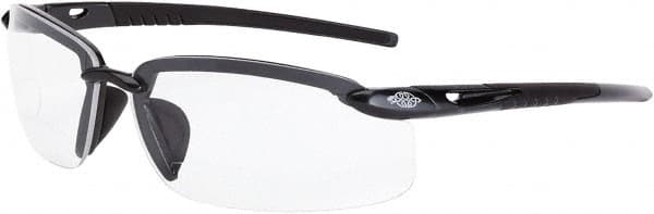 CrossFire - +2, Smoke Gray Lenses, Scratch Resistant, Frameless Magnifying Safety Glasses - UV Protection - Caliber Tooling