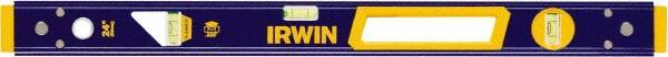 Irwin - 24" Long 3 Vial Box Beam Level - Aluminum, Blue/Yellow, 1 Level & 2 Plumb Vials - Caliber Tooling