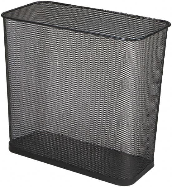 Rubbermaid - 7-1/2 Gal Black Rectangle Decorative Waste Receptacle With Top - Steel, 14" High x 16" Wide - Caliber Tooling