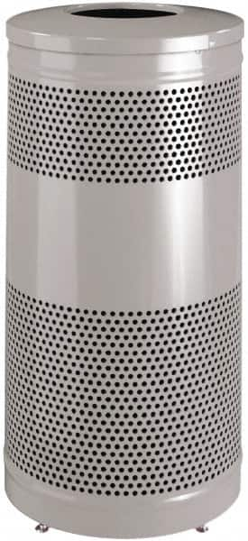 Rubbermaid - 25 Gal Silver Round Decorative Waste Receptacle With Top - Steel, 902mm High - Caliber Tooling