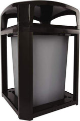 Rubbermaid - 35 Gal Brown Square Decorative Waste Receptacle With Top - Polycarbonate, 40" High x 660.4mm Long x 26" Wide - Caliber Tooling