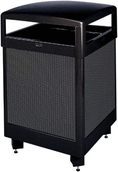 Rubbermaid - 48 Gal Black Square Decorative Waste Receptacle With Top - Steel, 40" High x 660.4mm Long x 26" Wide - Caliber Tooling