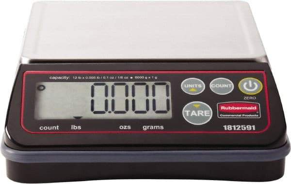 Rubbermaid - 12 Lb. Capacity, Digital Portion Control Scale - 0.1 and 1/8 oz. Graduation, 6-3/8 x 5-3/4" Platform - Caliber Tooling