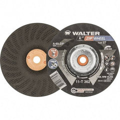 WALTER Surface Technologies - 60 Grit, 6" Wheel Diam, 3/64" Wheel Thickness, Type 27 Depressed Center Wheel - Resinoid Bond, 10,200 Max RPM - Caliber Tooling