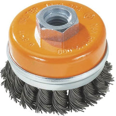 WALTER Surface Technologies - 6" Diam, 5/8-11 Threaded Arbor, Steel Fill Cup Brush - 0.02 Wire Diam, 8,600 Max RPM - Caliber Tooling