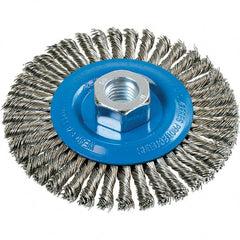 WALTER Surface Technologies - 4-1/2" OD, 5/8-11 Arbor Hole, Stringer Bead Stainless Steel Wheel Brush - 3/16" Face Width, 0.02" Filament Diam, 15,000 RPM - Caliber Tooling