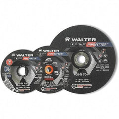 WALTER Surface Technologies - 20 Grit, 7" Wheel Diam, 5/32" Wheel Thickness, Type 27 Depressed Center Wheel - Aluminum Oxide/Silicon Carbide Blend, Resinoid Bond, 8,600 Max RPM - Caliber Tooling