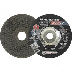 WALTER Surface Technologies - 60 Grit, 6" Wheel Diam, 5/64" Wheel Thickness, 7/8" Arbor Hole, Type 27 Depressed Center Wheel - 10,200 Max RPM - Caliber Tooling