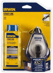 Irwin - 100' Long Reel & Chalk Set - Blue, Includes (1) 4 oz Standard Blue Chalk (3.5:1) & (1) SPEEDLINE Pro Chalk Reel - Caliber Tooling