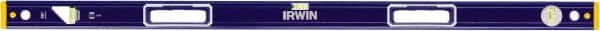 Irwin - 48" Long 3 Vial Box Beam Level - Aluminum, Blue/Yellow, 1 Level & 2 Plumb Vials - Caliber Tooling