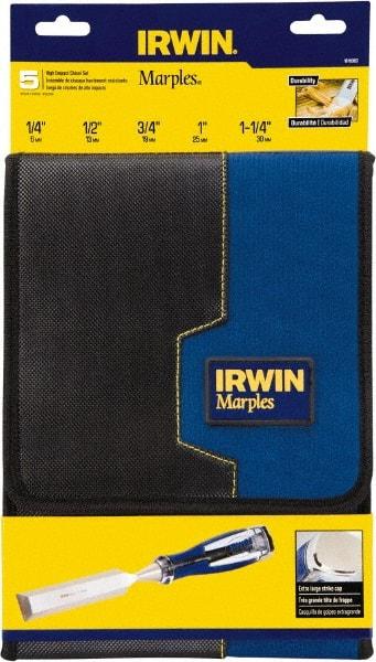 Irwin - 5 Piece Wood Chisel Set - Acetate, Sizes Included 1/4 to 1-1/4" - Caliber Tooling