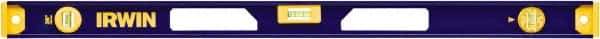 Irwin - 36" Long 3 Vial I-Beam Level - Aluminum, Blue/Yellow, 1 Plumb & 2 Level Vials - Caliber Tooling