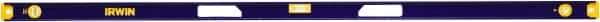 Irwin - 72" Long 3 Vial I-Beam Level - Aluminum, Blue/Yellow, 1 Plumb & 2 Level Vials - Caliber Tooling