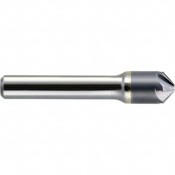 Melin Tool - 1/8" Head Diam, 1/8" Shank Diam, 6 Flute 100° Solid Carbide Countersink - Caliber Tooling