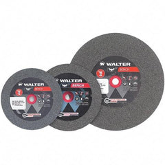 WALTER Surface Technologies - 60 Grit Aluminum Oxide Bench & Pedestal Grinding Wheel - 8" Diam x 1" Hole x 1-1/4" Thick, 3600 Max RPM, Fine Grade, Vitrified Bond - Caliber Tooling