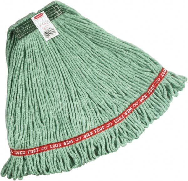 Rubbermaid - Green Head Band, Medium Blended Fiber Loop End Mop Pad - Quick Change Connection - Caliber Tooling