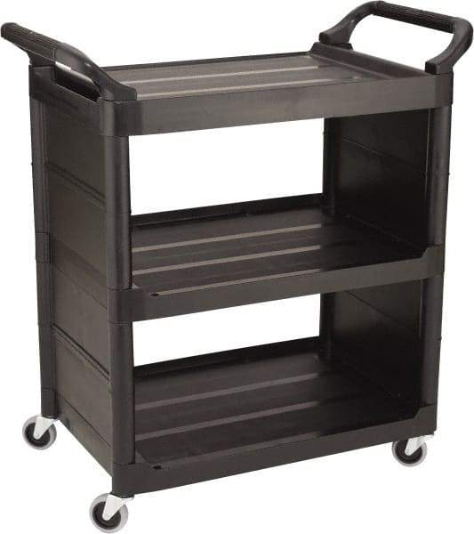 Rubbermaid - 150 Lb Capacity, 18-5/16" Wide x 34" Long x 36-5/8" High Standard Utility Cart - 3 Shelf, Plastic, Swivel Casters - Caliber Tooling