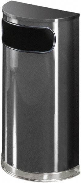 Rubbermaid - 9 Gal Gray Half-Round Decorative Waste Receptacle With Top - Steel, 813mm High x 457.2mm Wide - Caliber Tooling