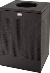 Rubbermaid - 40 Gal Black Square Decorative Waste Receptacle With Top - Steel, 30" High x 476.25mm Long x 476.25mm Wide - Caliber Tooling