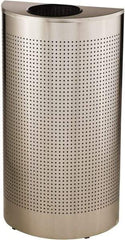 Rubbermaid - 12 Gal Silver Half-Round Decorative Waste Receptacle With Top - Stainless Steel, 32" High x 18" Wide - Caliber Tooling