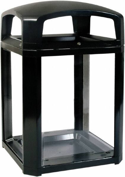 Rubbermaid - 50 Gal Black Square Decorative Waste Receptacle With Top - Polycarbonate, 1,181mm High x 660.4mm Long x 26" Wide - Caliber Tooling