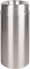 Rubbermaid - 15 Gal Aluminum Round Decorative Waste Receptacle With Top - Steel, 30" High - Caliber Tooling