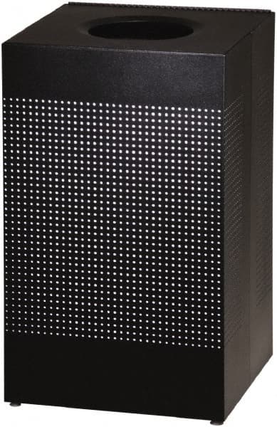 Rubbermaid - 20 Gal Black Square Decorative Waste Receptacle With Top - Steel, 30" High x 476.25mm Long x 476.25mm Wide - Caliber Tooling