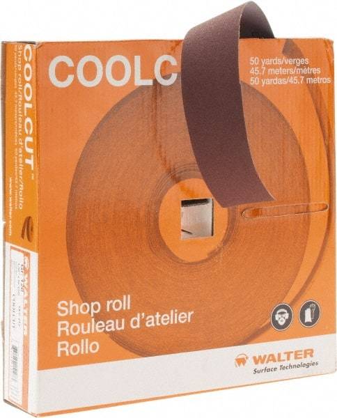 WALTER Surface Technologies - 1-1/2" x 50 Yd 120 Grit Aluminum Oxide Cloth Roll - J Weighted Backing - Caliber Tooling