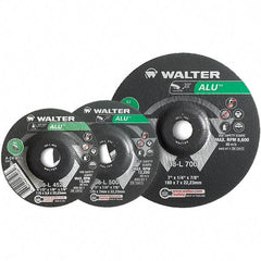 WALTER Surface Technologies - 24 Grit, 9" Wheel Diam, 1/8" Wheel Thickness, Type 27 Depressed Center Wheel - Aluminum Oxide, Resinoid Bond, 6,600 Max RPM - Caliber Tooling