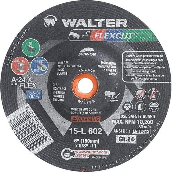 WALTER Surface Technologies - 6" Diam, 24 Grit Surface Grinding Wheel - Aluminum Oxide/Silicon Carbide Blend, Resinoid Bond - Caliber Tooling