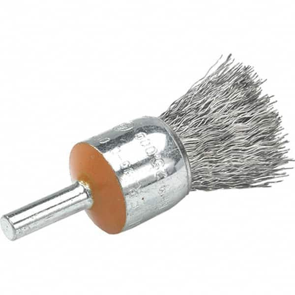 WALTER Surface Technologies - 3/4" Brush Diam, Crimped, End Brush - 1/4" Diam Shank, 25,000 Max RPM - Caliber Tooling