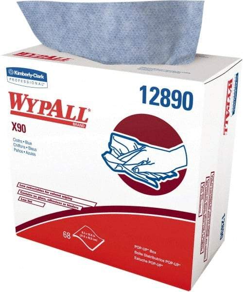 WypAll - X90 Dry Shop Towel/Industrial Wipes - Pop-Up, 16-3/4" x 8-1/4" Sheet Size, Blue - Caliber Tooling