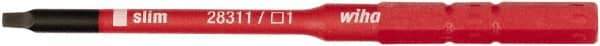 Wiha - 4mm Drive, #1 Square Screwdriver Bit - 75mm OAL - Caliber Tooling