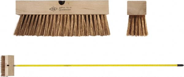 Ampco - 12" General Purpose Phosphor Bronze Push Broom - 2-1/2" Bristle Length, Wood Block, Threaded Handle Connection, Handle Sold Separately - Caliber Tooling