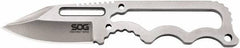 SOG Specialty Knives - 1-29/32" Long Blade, 5Cr15MoV Stainless Steel, Fine Edge, Fixed Blade Knife - 4.8" OAL, Stainless Steel Handle, Includes Hard Molded Nylon Sheath - Caliber Tooling