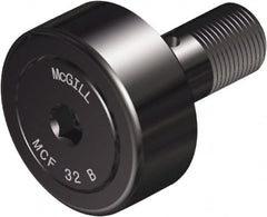 McGill - 40mm Roller Diam x 20mm Width, 18mm Stud Diam x 37mm Length, Crowned Sealed Stud Cam Follower with Hex - Steel, 19mm Thread Length, M18x1.5 Thread, 58mm OAL, 4,366 Lb Dynamic Cap, 7,239 Lb Static Cap - Caliber Tooling