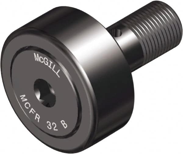 McGill - 47mm Roller Diam x 24mm Width, 20mm Stud Diam x 41mm Length, Crowned Sealed Stud Cam Follower with Hex - Steel, 21mm Thread Length, M20x1.5 Thread, 66mm OAL, 3,991 Lb Dynamic Cap, 6,700 Lb Static Cap - Caliber Tooling