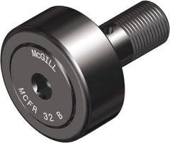 McGill - 30mm Roller Diam x 14mm Width, 12mm Stud Diam x 25mm Length, Crowned Sealed Stud Cam Follower with Hex - Steel, 14mm Thread Length, M12x1.5 Thread, 40mm OAL, 1,542 Lb Dynamic Cap, 1,810 Lb Static Cap - Caliber Tooling